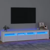 TV staliukas Televizoriaus spintelė su LED apšvietimu, balta, 210x35x40cm