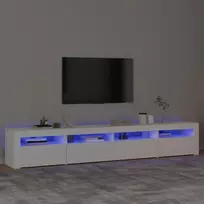 TV staliukas Televizoriaus spintelė su LED apšvietimu, balta, 240x35x40cm