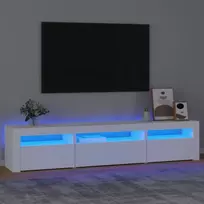 TV staliukas Televizoriaus spintelė su LED apšvietimu, balta, 195x35x40cm