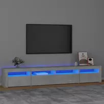 TV staliukas TV spintelė su LED apšvietimu, betono pilka, 240x35x40cm