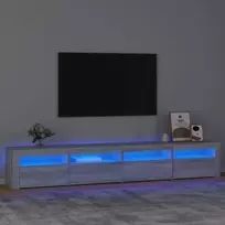 TV staliukas Televizoriaus spintelė su LED, pilka ąžuolo, 240x35x40cm