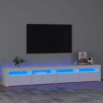 TV staliukas Televizoriaus spintelė su LED apšvietimu, balta, 240x35x40cm
