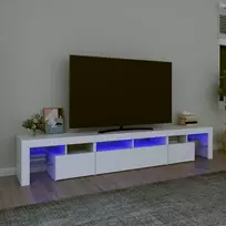 TV staliukas Televizoriaus spintelė su LED apšvietimu, balta, 230x36,5x40cm