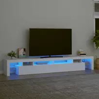 TV staliukas Televizoriaus spintelė su LED apšvietimu, balta, 260x36,5x40cm
