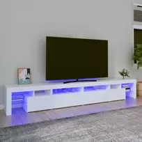 TV staliukas Televizoriaus spintelė su LED apšvietimu, balta, 260x36,5x40cm