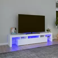 TV staliukas Televizoriaus spintelė su LED apšvietimu, balta, 200x36,5x40cm