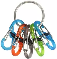 Raktų juosta Nite Ize KeyRing + 5x mikro karabinų skaidrus spalvų derinys (KRGP- 11- R3)