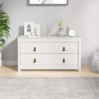 Šoninė spintelė, balta, 100x40x54cm, pušies medienos masyvas