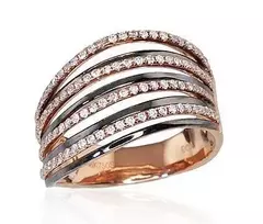 Auksinis žiedas su brangakmeniais. Metalas: Raudonas Auksas. Praba: 750°. Akmuo: Briliantai - 17 - 4.89 g. - Briliantai (0,41Ct)