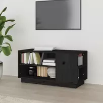TV staliukas Televizoriaus spintelė, juoda, 80x35x40,5cm, pušies masyvas