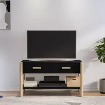 TV staliukas Televizoriaus spintelė, juodos spalvos, 82x38x45cm, mediena