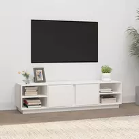 TV staliukas Televizoriaus spintelė, balta, 156x40x40cm, pušies masyvas