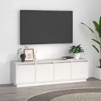 TV staliukas Televizoriaus spintelė, balta, 156x37x45cm, pušies masyvas