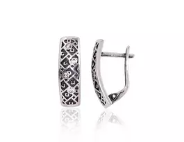 Sidabriniai auskarai anglišku užsegimu, Metalas: Sidabras, Praba: 925°, Akmuo: Cirkonai - 3.8 g. - 20 mm.