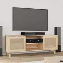 TV staliukas Televizoriaus spintelė, ruda, 105x30x40cm, pušis ir ratanas