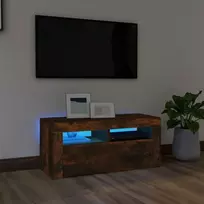 TV staliukas TV spintelė su LED apšvietimu, dūminio ąžuolo, 90x35x40cm