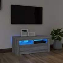 TV staliukas TV spintelė su LED apšvietimu, pilka ąžuolo, 90x35x40cm