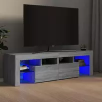 TV staliukas Televizoriaus spintelė su LED, pilka ąžuolo, 140x36,5x40cm