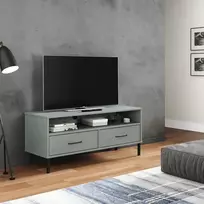 TV staliukas Televizoriaus spintelė su kojomis, pilka, pušies masyvas, OSLO
