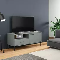 TV staliukas Televizoriaus spintelė su kojomis, pilka, pušies masyvas, OSLO