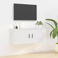 TV staliukas Sieninė televizoriaus spintelė, balta, 100x34,5x40cm