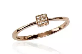 Auksinis žiedas su brangakmeniais. Metalas: Raudonas Auksas. Praba: 585°. Akmuo: Briliantai - 16.5 - 1.02 g. - Briliantai (0,026Ct)