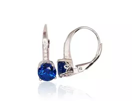 Sidabriniai auskarai anglišku užsegimu, Metalas: Sidabras, Praba: 925°, Akmuo: Cirkonai - 2.1 g. - 18 mm.