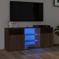 TV staliukas Televizoriaus spintelė su LED, ruda ąžuolo, 120x30x50cm