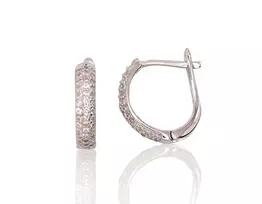Sidabriniai auskarai anglišku užsegimu, , Praba: 925°, Akmuo: Cirkonai - 2.1 g. - 14 mm.