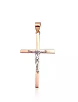 Auksinis pakabukas kryželis. Metalas: Raudonas/Baltas Auksas. Praba: 585°. - 1.22 g. - 33 mm.