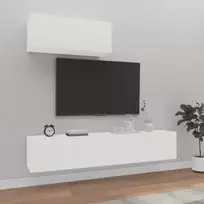 TV staliukas Televizoriaus spintelių komplektas, 3 dalių, baltas, mediena