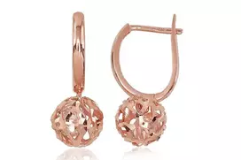 Auksiniai auskarai anglišku užsegimu, Raudonas Auksas, Cirkonai - 1.95 g. - 20 mm.