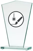 Detal Graviruotas stiklo trofėjus + dažų užpildas