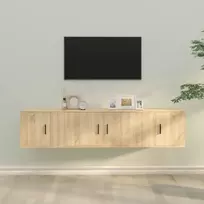 TV staliukas Televizoriaus spintelių komplektas, 3 dalių, ąžuolo, mediena