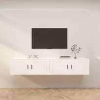 TV staliukas Sieninės televizoriaus spintelės, 2vnt., baltos, 100x34,5x40cm