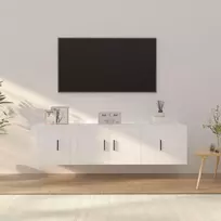 TV staliukas Televizoriaus spintelių komplektas, 3 dalių, baltas, mediena