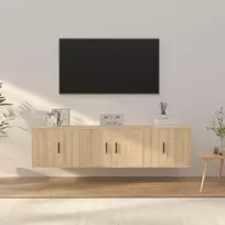 TV staliukas Televizoriaus spintelių komplektas, 3 dalių, ąžuolo, mediena