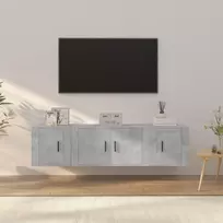 TV staliukas TV spintelių komplektas, 3 dalių, betono pilkas, mediena