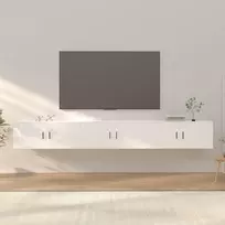 TV staliukas Sieninės televizoriaus spintelės, 3vnt., baltos, 100x34,5x40cm