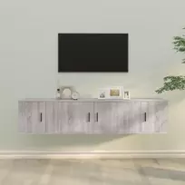 TV staliukas TV spintelių komplektas, 3 dalių, pilkas ąžuolo, mediena
