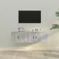 TV staliukas TV spintelių komplektas, 2 dalių, pilkas ąžuolo, mediena