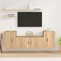 TV staliukas Televizoriaus spintelių komplektas, 3 dalių, ąžuolo, mediena