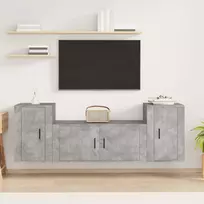 TV staliukas TV spintelių komplektas, 3 dalių, betono pilkas, mediena