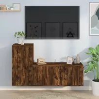 TV spintelių komplektas, 2 dalių, dūminio ąžuolo, mediena