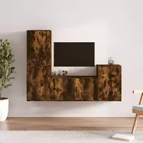 TV staliukas TV spintelių komplektas, 4 dalių, dūminio ąžuolo, mediena