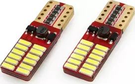 Żarówki led canbus 24smd 4014 t10e w5w baltas 12v 24v amio-01287