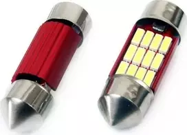 LED lemputės CANBUS 4014 12SMD festoon C5W C10W C3W 31mm baltos 12V 24V amio-01631