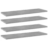 Knygų lentynos plokštės, 4vnt., betono pilkos, 60x20x1,5cm, MDP