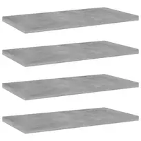 Knygų lentynos plokštės, 4vnt., betono pilkos, 40x20x1,5cm, MDP