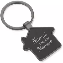 Juodas namelio formos pakabukas "Namai ten, kur mama"